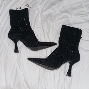 NWT Zara Black Rhinestone Ankle Booties Size US 6.5